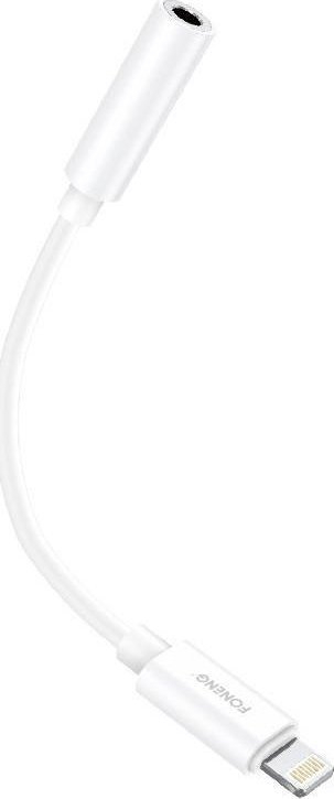 Adapter audio FONENG Lightning në 3.5mm, 10cm, i bardhë
