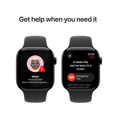 Apple Watch Series 10 GPS, 42mm, Jet Black Aluminum Case with Black Sport Band, M/L
