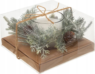 Qiri dekorativ Atmosphera Christmas Candle With Arrangement, 210 g, në gotë, i bardhë