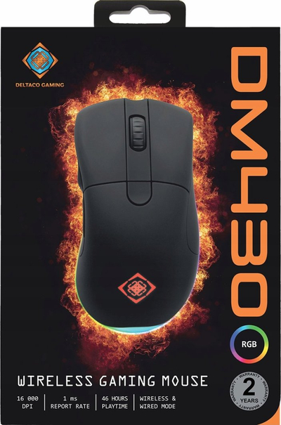 Безжичен гејминг глушец Deltaco Gaming DM430, 16000 DPI, RGB, црн
