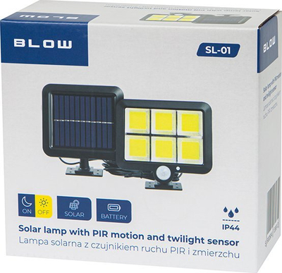 Reflektor LED BLOW Spotlight me sensor lëvizje, me panel diellor, i zi