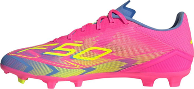 Atlete futbolli adidas F50 League FG MG IE1291, për bar natyral edhe sintetik, të bardha
