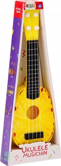 Ukulele për kalamaj Pineapple, 15", 4 tela, e verdhë
