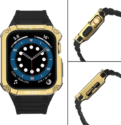 Rrip me kasë për Apple Watch 41/40/38 mm, sportiv TPU, ari e zezë