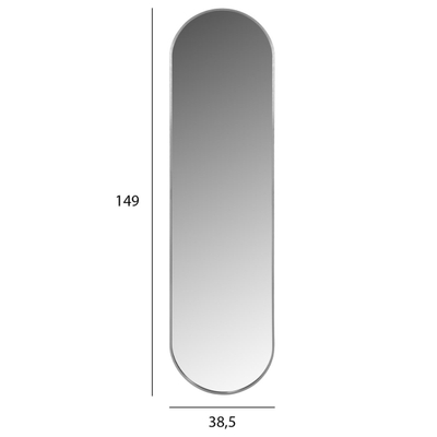 Pasqyrë muri e gjatë ovale 38,5x4x149Hcm (HM9581.40), argjendtë