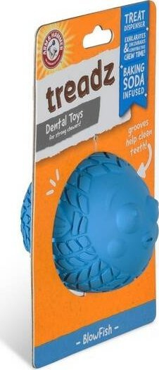Lodër për dhëmbët e qenit Arm &amp; Hammer Treadz Blowfish, gomë natyrale, 6.3cm, blu