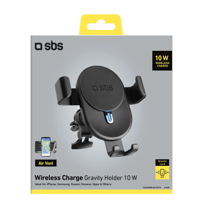 Mbajtëse makine SBS TESUPWIR10CLIPSTG, karikim wireless 10W, për grilë ajri, e zezë