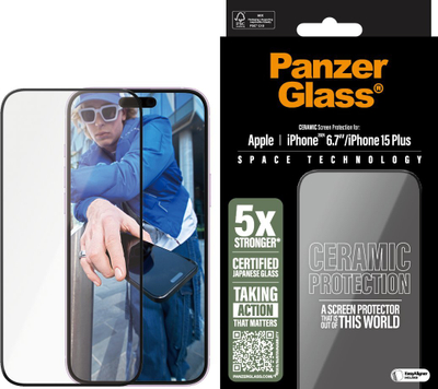 Mbrojtës ekrani PanzerGlass për iPhone 16 Plus, keramik, transparent