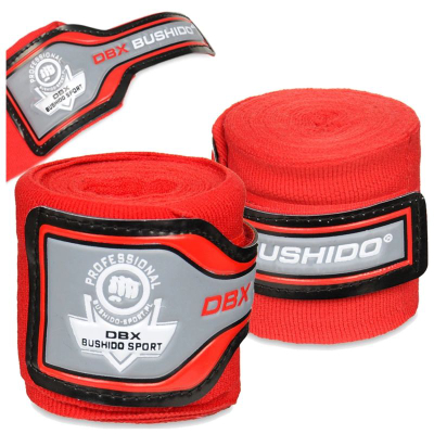 Fasho boksi DBX Bushido Bandage Pro, 4m, pambuk poliester, të kuqe