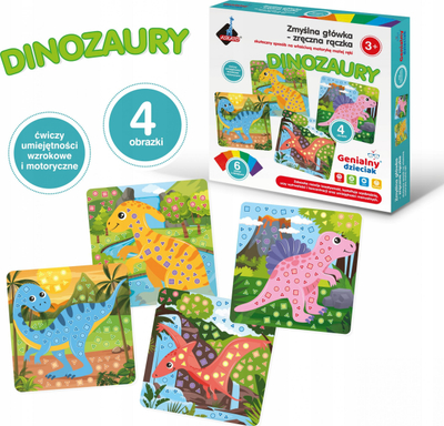 Set kreativ Askato Dinosaurs Clever Head Skillful Hand Brilliant Kid, 4 figura dinosaurë, 3+ vjeç, shumëngjyrësh