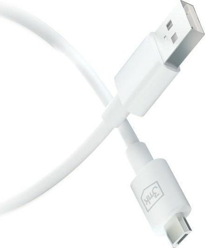 Kabllo USB 3MK Hyper, USB A në microUSB, 1.2 m, e bardhë