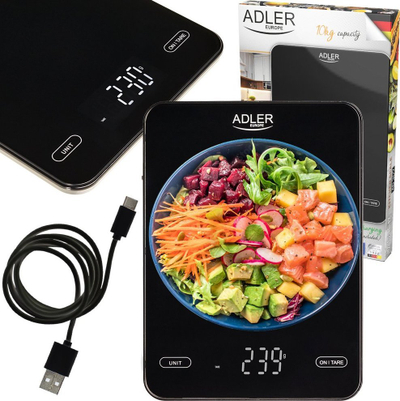 Peshore kuzhine Adler AD 3177b, 10kg, karikim USB Type C, xham e zezë