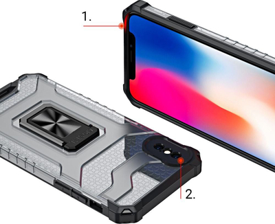 Mbrojtëse telefoni Hurtel Crystal Ring Case, iPhone XS Max, me mbajtëse magnetike, e kuqe