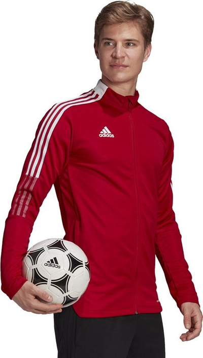 Jaketë sportive për burra Adidas Tiro 21 Track GM7308, AEROREADY, me zinxhir gjithëpërgjtë, e kuqe