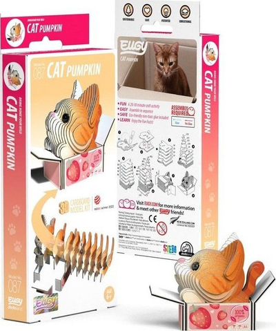 Puzzle 3D Eugy Cat Pumpkin, 27 copa, ekologjik, shumëngjyrësh