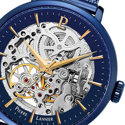 Orë për femra Pierre Lannier Automatic Skeleton 309D968, e kaltër