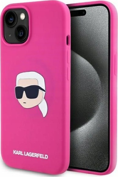 Mbështjellës Karl Lagerfeld për iPhone 15, i shkon MagSafe, fuksia