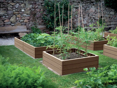 Bordurë kopshti Woody Garden Border Base, 75 x 75 x 25 cm, plastikë, ngjyrë tullë rustike