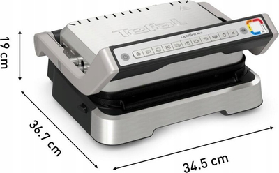 Grill elektrik Tefal Optigrill 2‑në‑1 GC772D30, 9 programe, pllakë gize, ngjyrë argjend