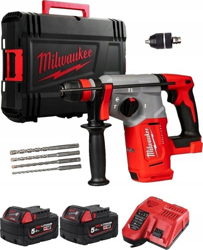Çekiç rotativ Milwaukee M18 BLHX-502X, SDS Plus 26mm, 18V brushless, 2x 5Ah, i kuq