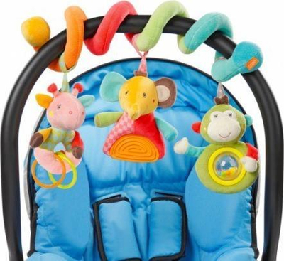 Lodër spirale aktiviteti Fehn Safari, 30 cm, për karrocë dhe krevat, shumëngjyrëshe