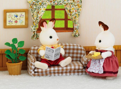Set lodrash Sylvanian Families Chocolate Rabbit Father, figurë me divan, aksesorë salloni, shumëngjyrësh