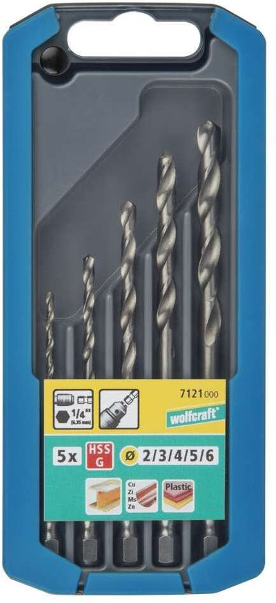 Set stërvilash Wolfcraft 7121000, HSS, 2 3 4 5 6 mm