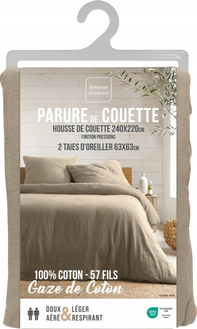 Mbulesë jorgani Double Cotton Gauze, 220x240cm, 100% pambuk, ngjyrë rëre