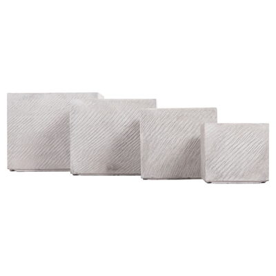 Set vazo katrore Gardener HM4730, 4 copë, FiberClay, gri çimento