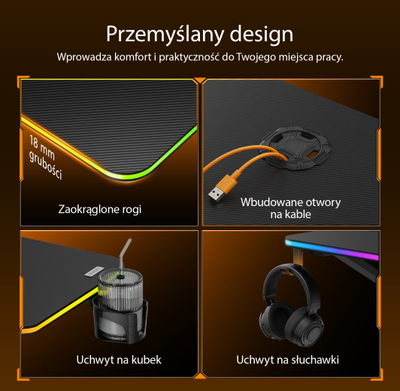 Tavolinë gaming SENSE7 VOLT RGB, 140x70 cm, ndriçim RGB, e zezë