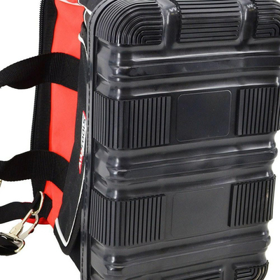 Çantë veglash AWTools 15", material poliester, fund gome TPR, e zezë me të kuqe