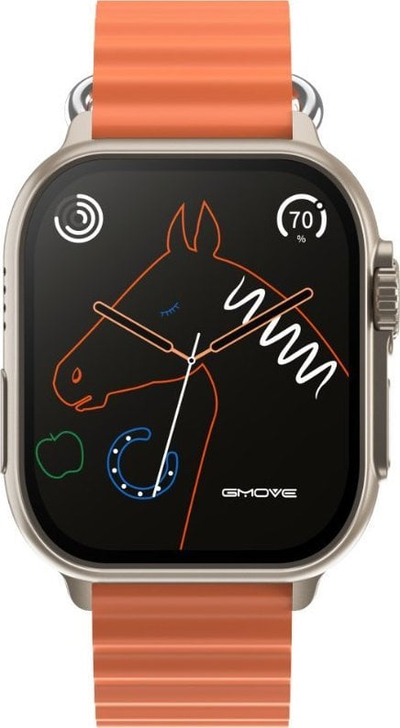 Smartwatch Rubicon RNCF17, 1.96", Bluetooth Call, karikim wireless, titani