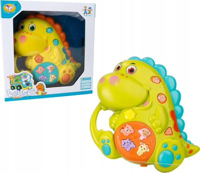 Lodër muzikore Askato Little Dino, 3 tinguj, me bateri, e verdhë