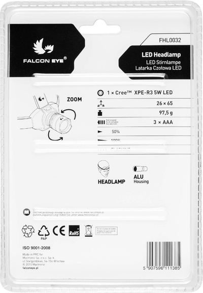 Llambë koke Falcon Eye Flash, 180lm, 3xAAA, e zezë