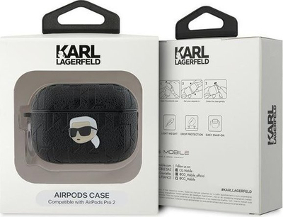 Mbulesë Karl Lagerfeld Monogram Karl Head për AirPods Pro 2, silikoni, e zezë