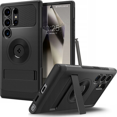 Mbulesë telefoni Spigen Slim Armor MagFit SP691, kompatibile me MagSafe, mbrojtje ushtarake, e zezë