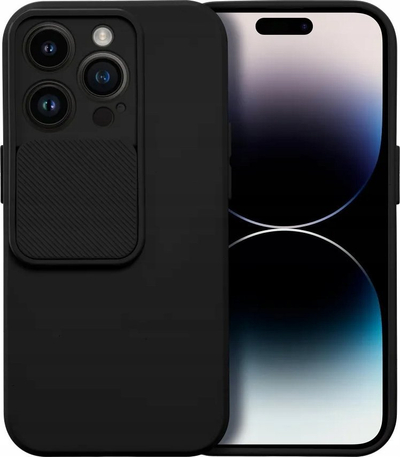 Kllëf telefoni Smarty Slide Case për Apple iPhone 12 Pro Max, TPU i butë, mbron kamerën, i zi
