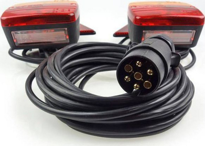 Set drita të pasme për rimorkio AMiO 02095, LED, me magnet 7-pin, të kuqe