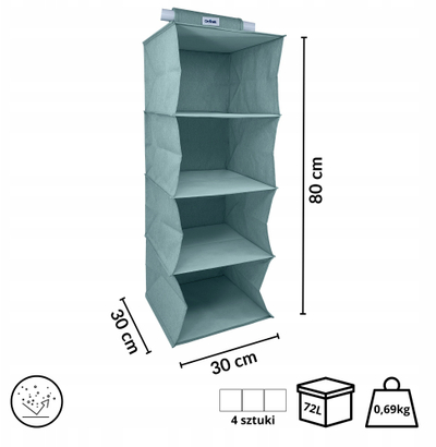 Organizues varëse ORDINETT 126836001, 4 rafte, 30x30x80 cm, mente