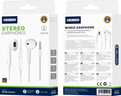 Слушалки in-ear Jellico EP2A, со микрофон, 3.5mm, бели