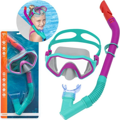 Set maskë me snorkel Bestway 24025, për kalamaj 7+, polikarbonat, shumëngjyrësh