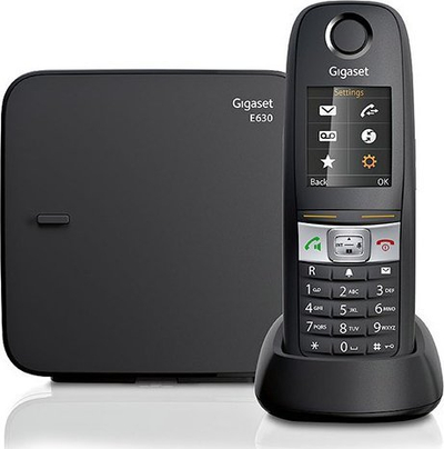 Telefon pa tel Gigaset E630, Analog DECT, me ekran 1.8", ngjyrë e zezë
