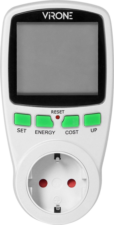 Matës energjie VIRONE EM-4(GS), ekran LCD, 3680W, prizë Schuko, i bardhë
