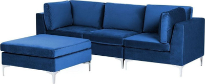 Kauç Beliani Evja, 3 vende, modular me ottoman, blu