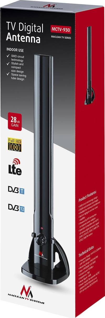 Antena jashtme TV Maclean MCTV-930, DVB-T DVB-T2, filtër LTE, 100 dBµV
