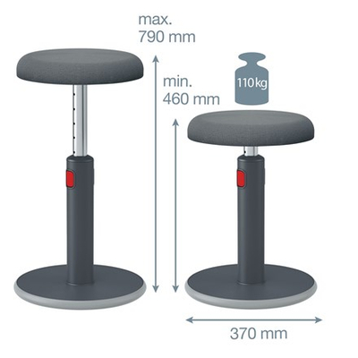 Stol ergonomik Leitz Ergo Cosy Active Sit-stand, i rregullueshëm, gri velvet