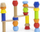 Loja druri Viga Toys Wooden Figures Balance Game, 46 copa, me kartela modeli, shumëngjyrëshe