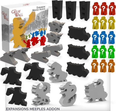 Shtesë loje tavoline Awaken Realms The Great Wall Expansions Meeple Addon, set me 34 meeple druri, për zgjerimet Ancient Beasts edhe Black Powder, shumengjyrëshe