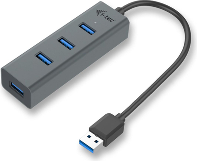 Hub USB I-TEC (U3HUBMETAL403), 4x USB-A 3.0, e hirtë