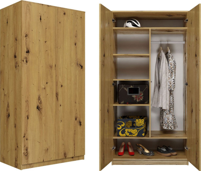 Dolap rrobash Topeshop Wardrobe SD-90, sistem TIP-ON, ngjyrë dru Artisan Oak